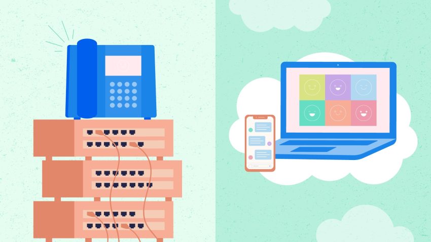 PBX vs. Cloud Communications - Illustration by Nextiva