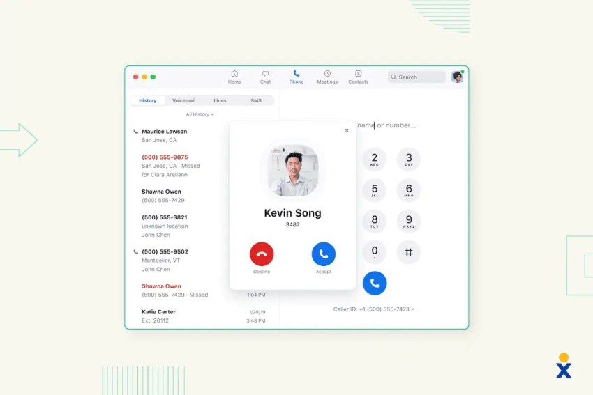 A screenshot shows a phone call being made with team collaboration software.