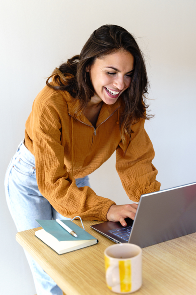 Woman working on laptop