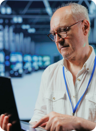 Man looking at laptop