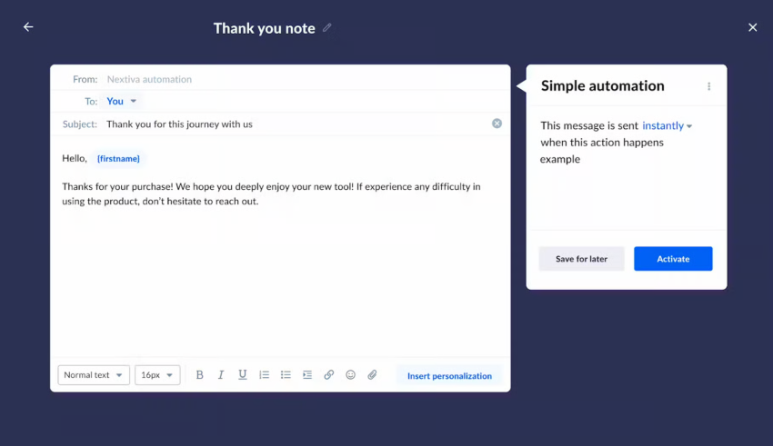 Automated thank you email