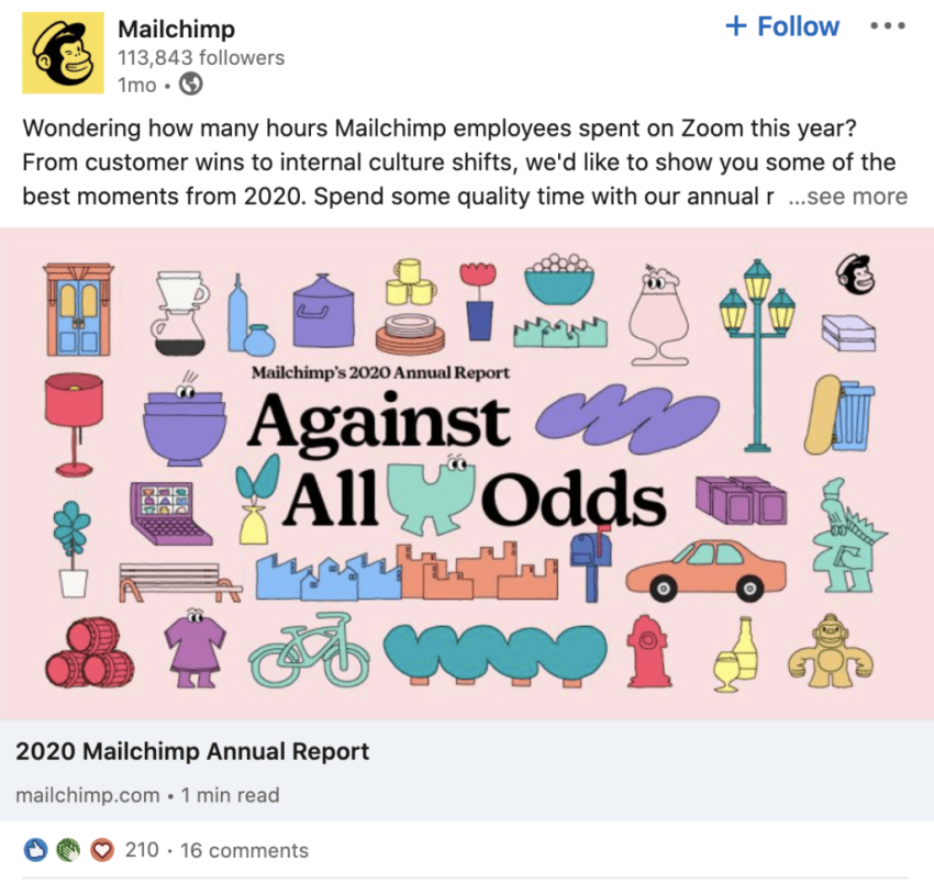 Mailchimp social media example