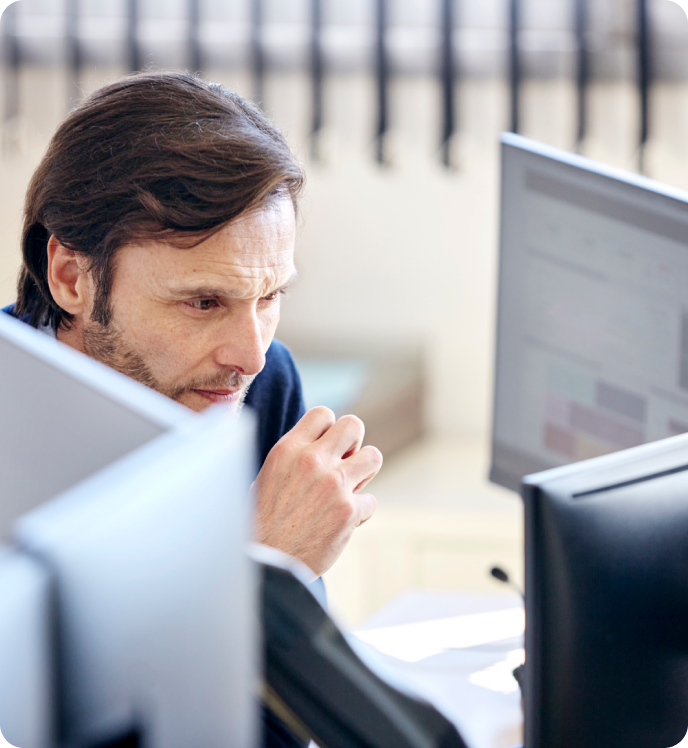 Man looking at a computer screen