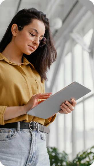 Woman looking at iPad