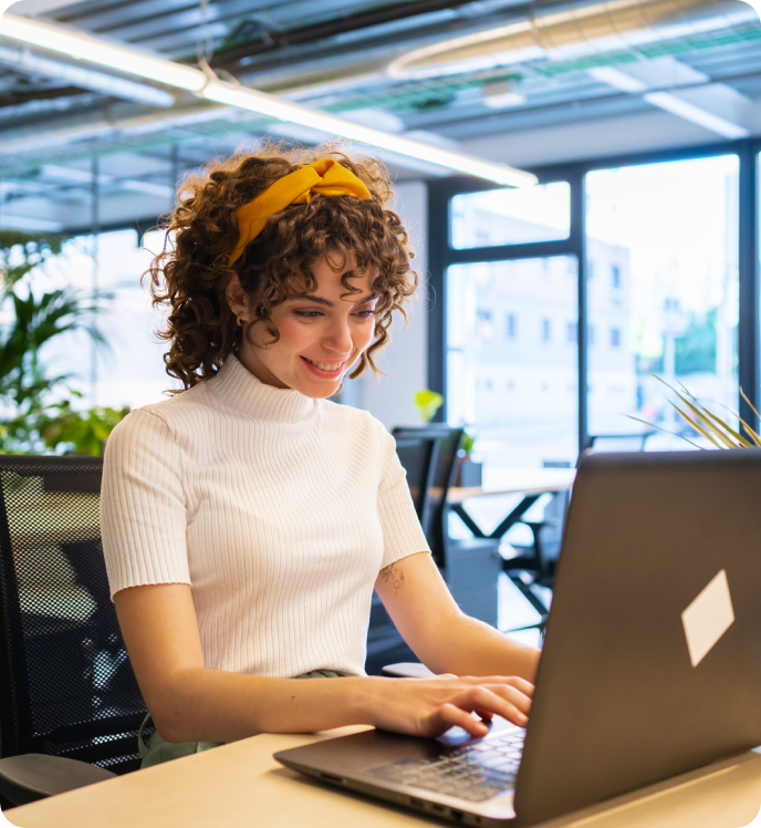 Woman typing on laptop